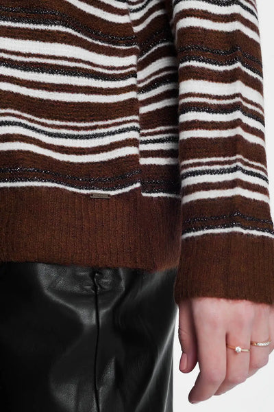 Brown stripped sweater with long sleeves - Sweaters