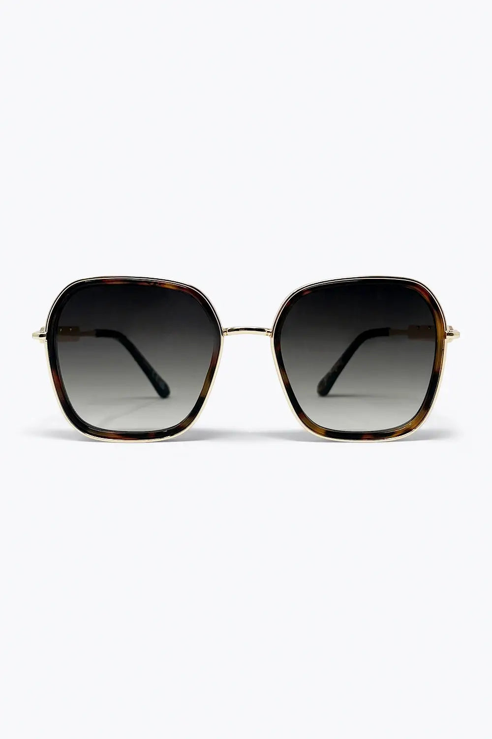 Q2 Brown Tortoiseshell Gradient Lens Oversize Square Frame Sunglasses