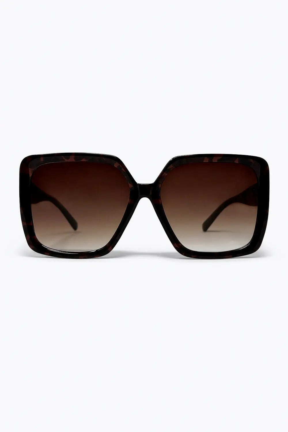 Q2 Brown Tortoiseshell Oversize Square Frame Gradient Lens Sunglasses