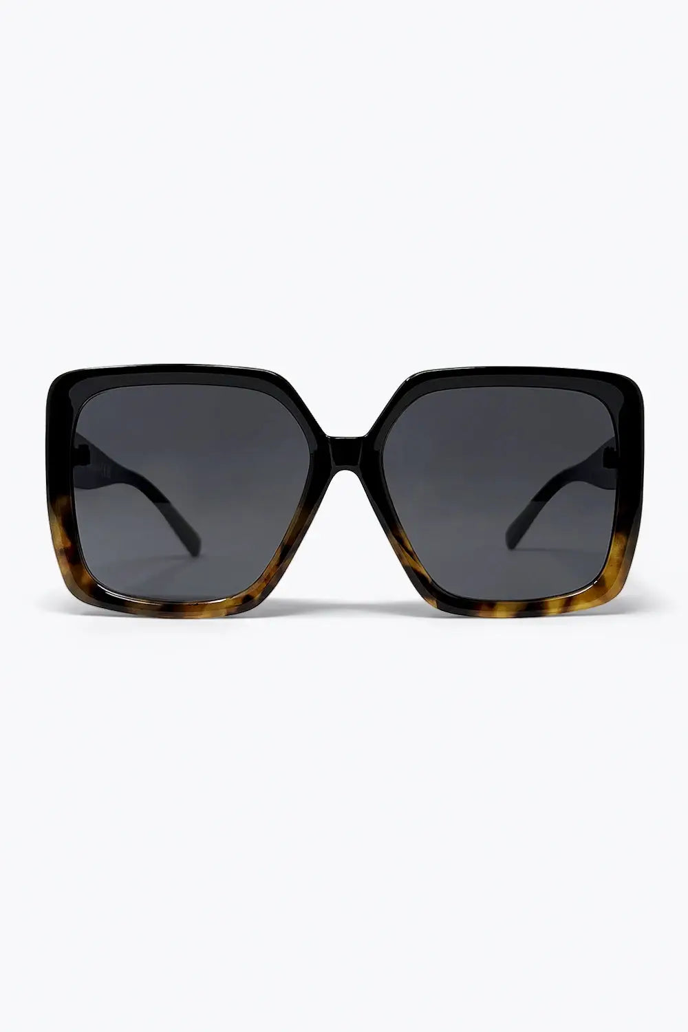 Q2 Brown Tortoiseshell Oversize Square Frame Sunglasses With Black Gradient Lenses