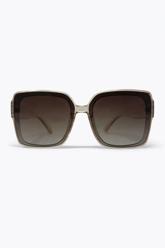 Q2 Brown Transparent Frame Gradient Lens Oversize Square Sunglasses