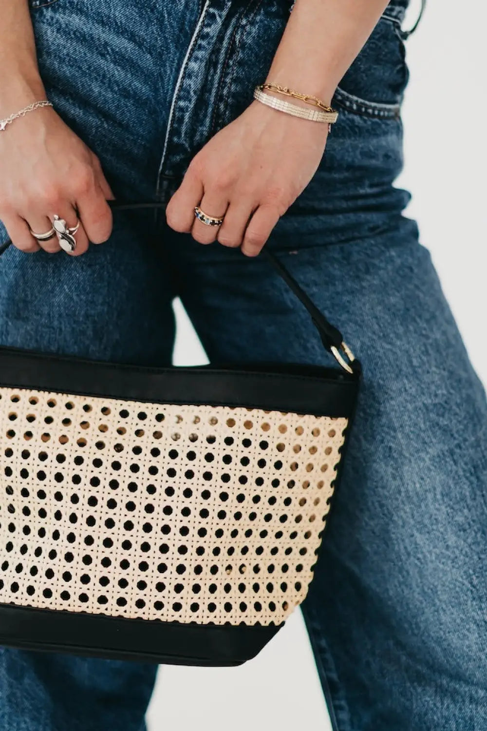 Bryce Woven Bucket Bag - Black - Crossbody Bag