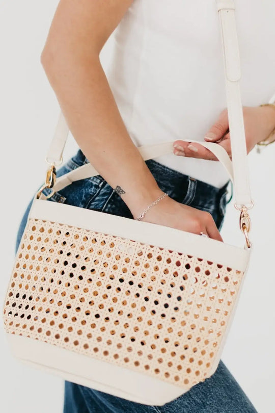 Bryce Woven Bucket Bag - Cream - Crossbody Bag