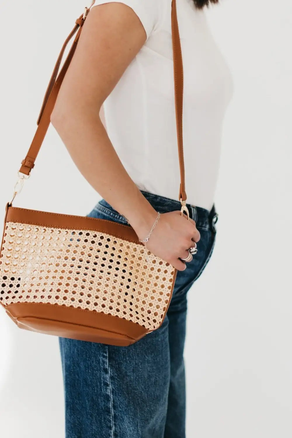 Bryce Woven Bucket Bag - Brown - Crossbody Bag