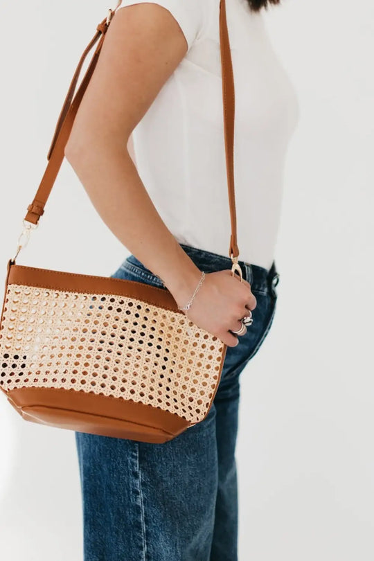 Bryce Woven Bucket Bag - Brown - Crossbody Bag