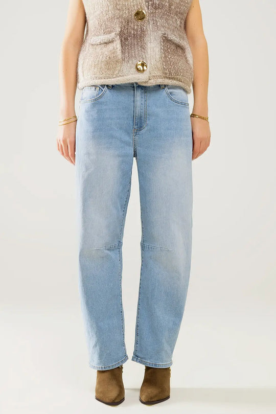 Q2 Bubble Wide Leg Jeans in light wash