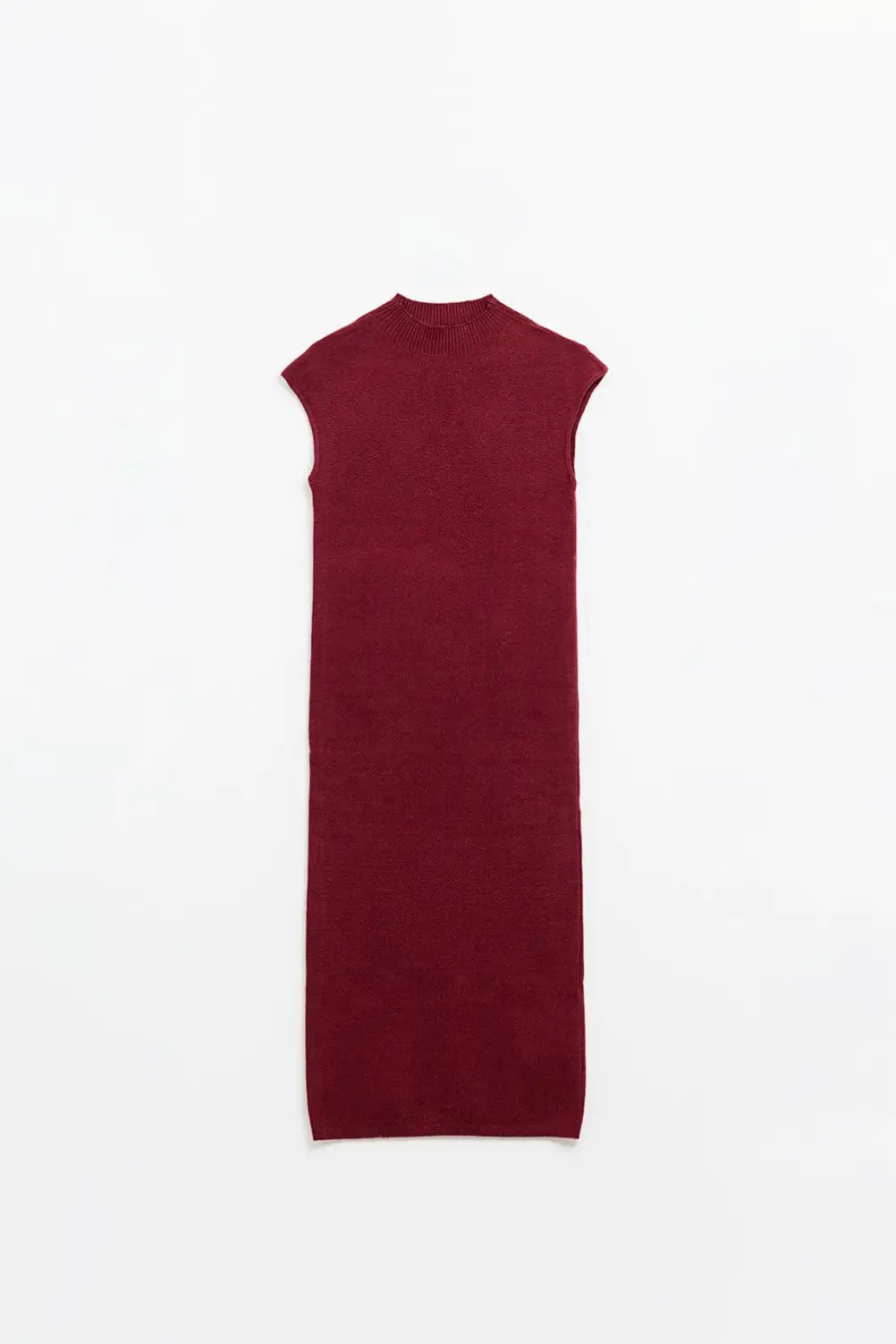 burgundy bodycon sleeveless midi dress - Dresses