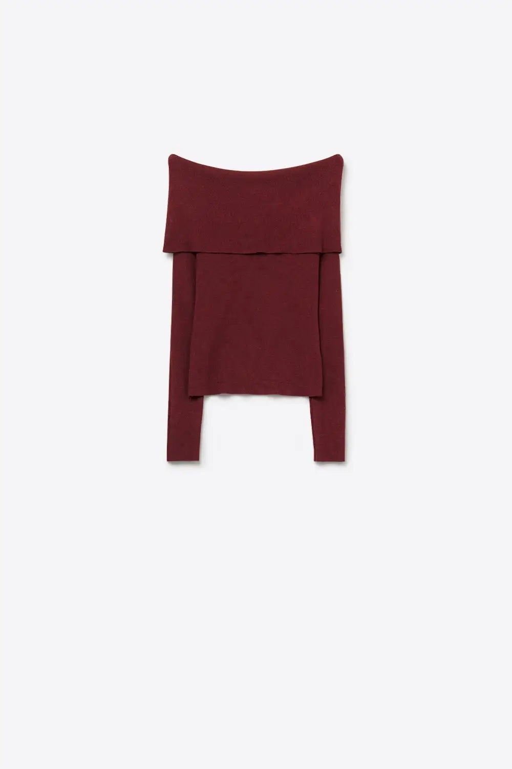 Q2 Burgundy fine knit sweater with wide boat neck