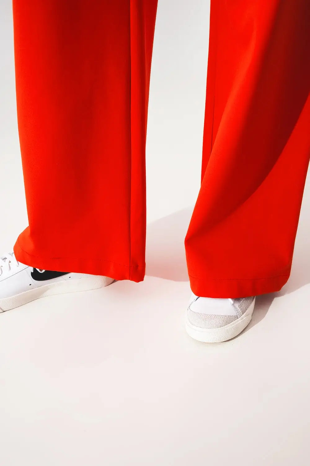 Button detail wide leg pants in orange - Pants