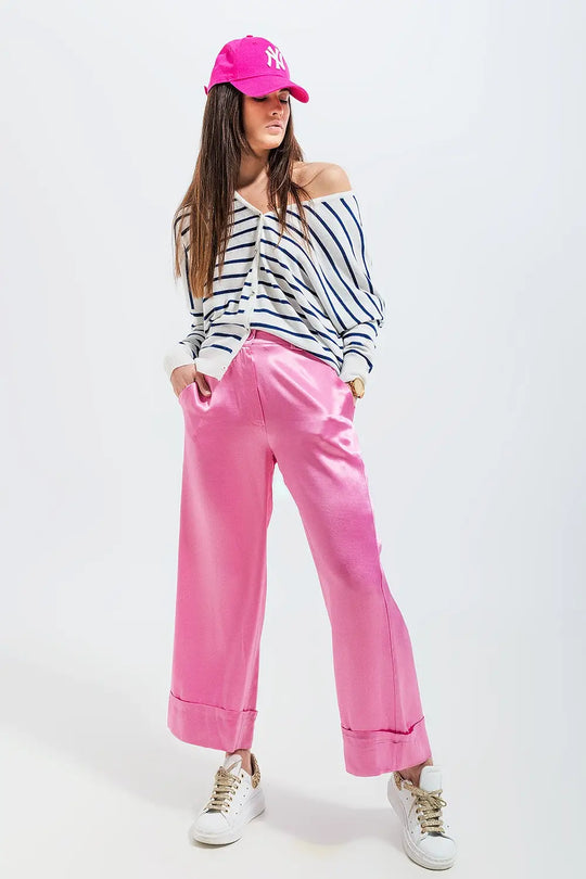 Button down cream cardigan top in stripe - Sweaters