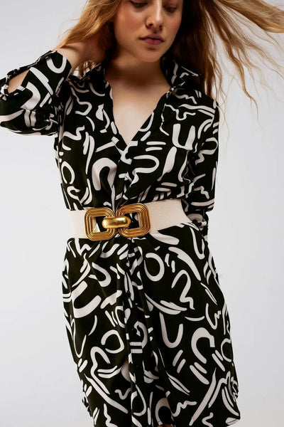 Button front mini shirt dress in black - Dresses