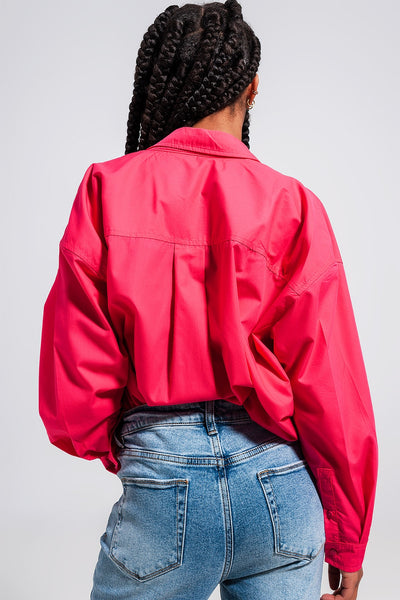 Button front shirt in Fuchsia