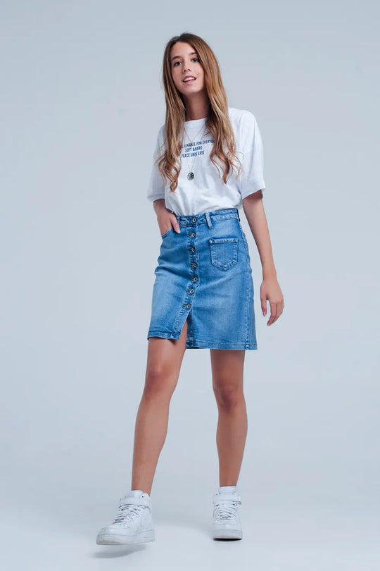 Button through denim skirt - Skirts