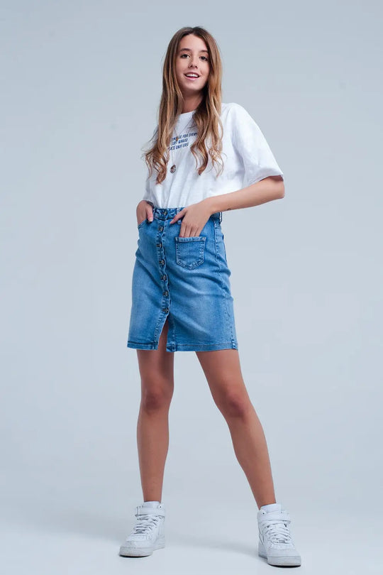 Button through denim skirt - Skirts