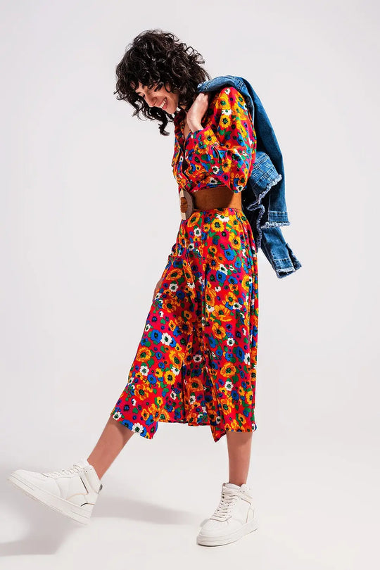 Button through maxi shirt dress in bloom print - Dresses