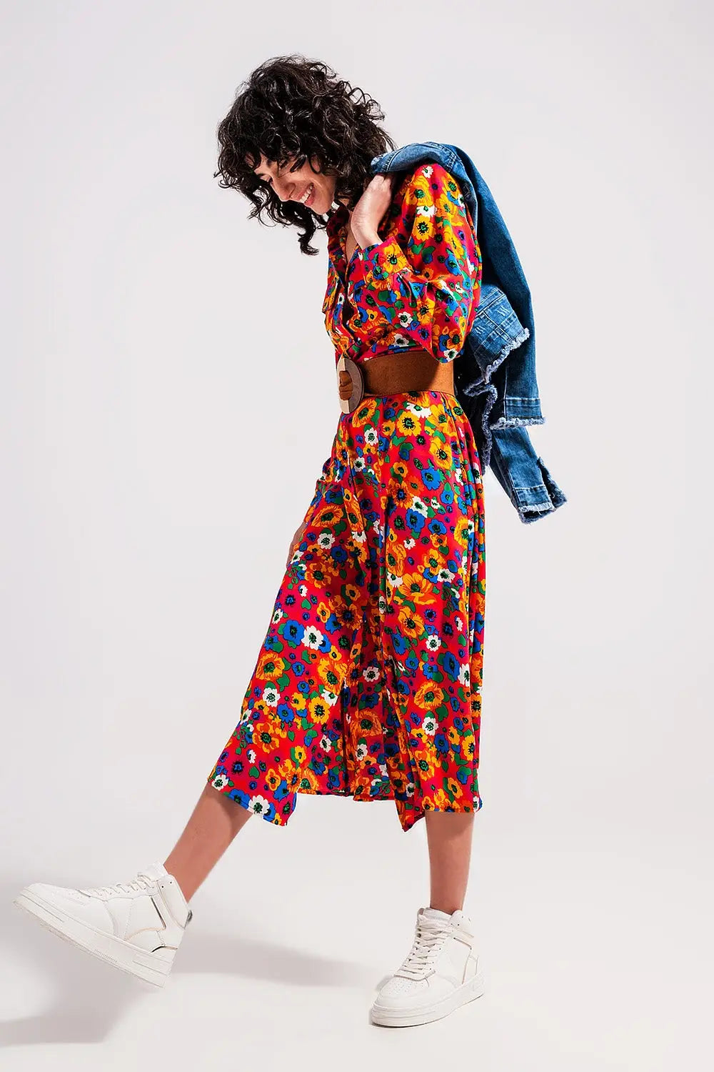 Button through maxi shirt dress in bloom print - Dresses