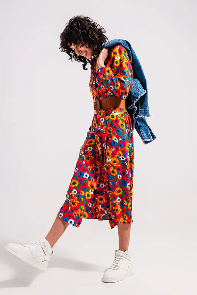 Button through maxi shirt dress in bloom print - Dresses