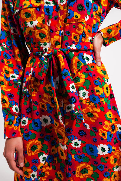 Button through maxi shirt dress in bloom print