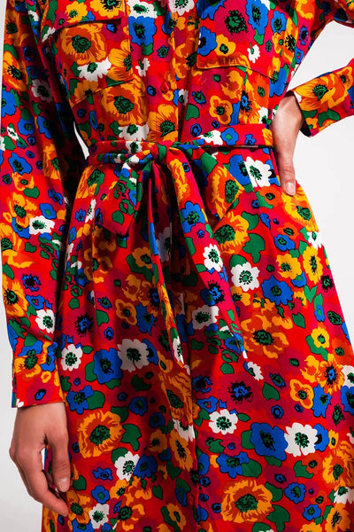Button through maxi shirt dress in bloom print - Dresses