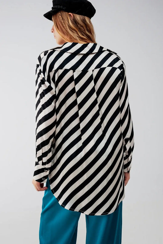 Button through oversized shirt in stripe - Shirts