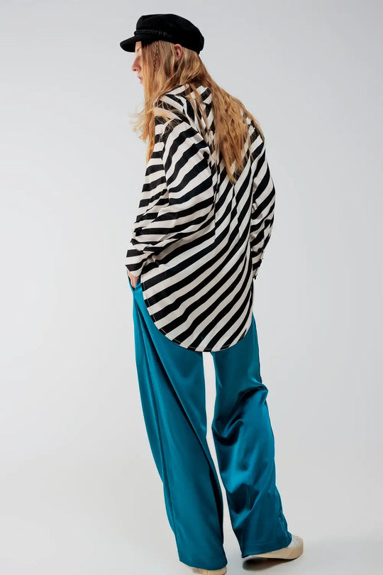 Button through oversized shirt in stripe - Shirts