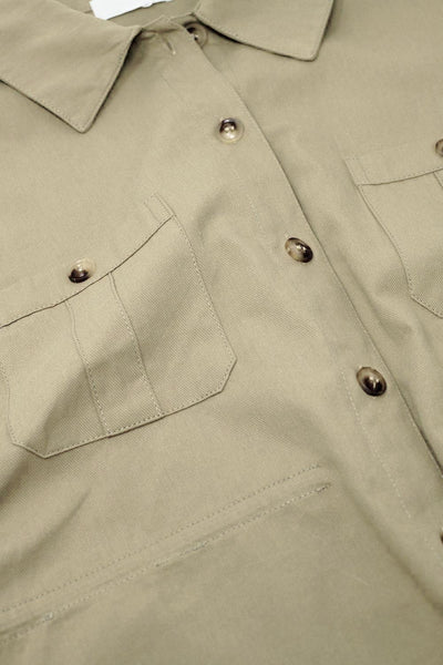 Button Up Khaki Shirt With Chest Pockets