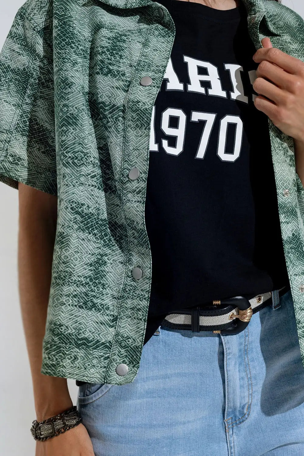 Button Up Polo Shirt In Tie Dye Green - Shirts