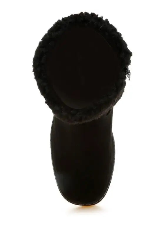 Woolly Faux Fur & Embroidery Detail Boots - Shoes