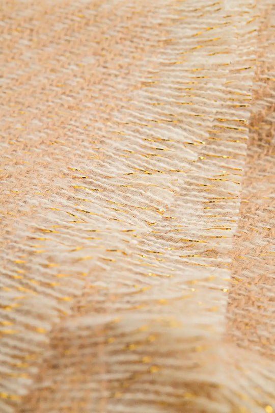 Camel-colored scarf with gold thread detail - One Size / Beige - Necklaces