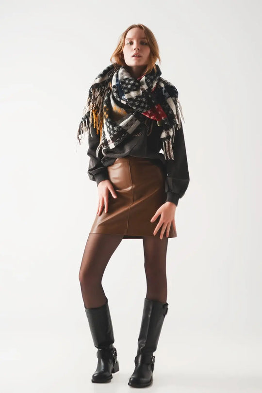 Camel leather effect miniskirt - Skirts