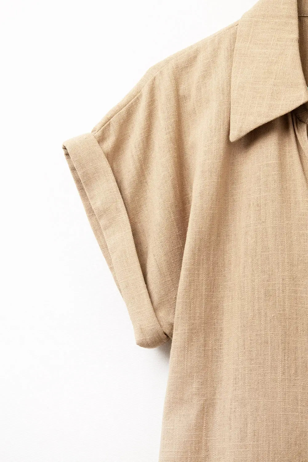 Camel playsuit with Tie Closing at the Side - Dresses