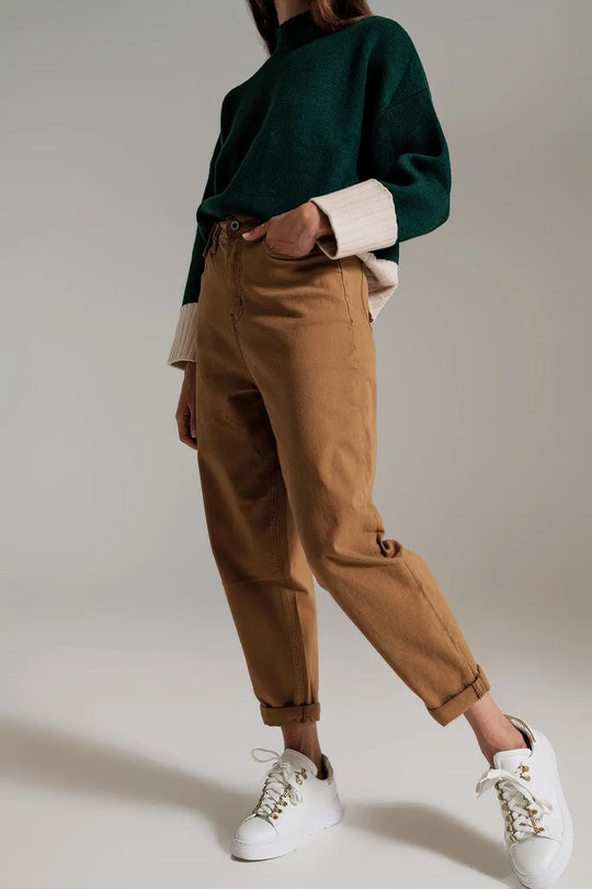 Camel relaxed pants with pocket detail at the waist - Jeans