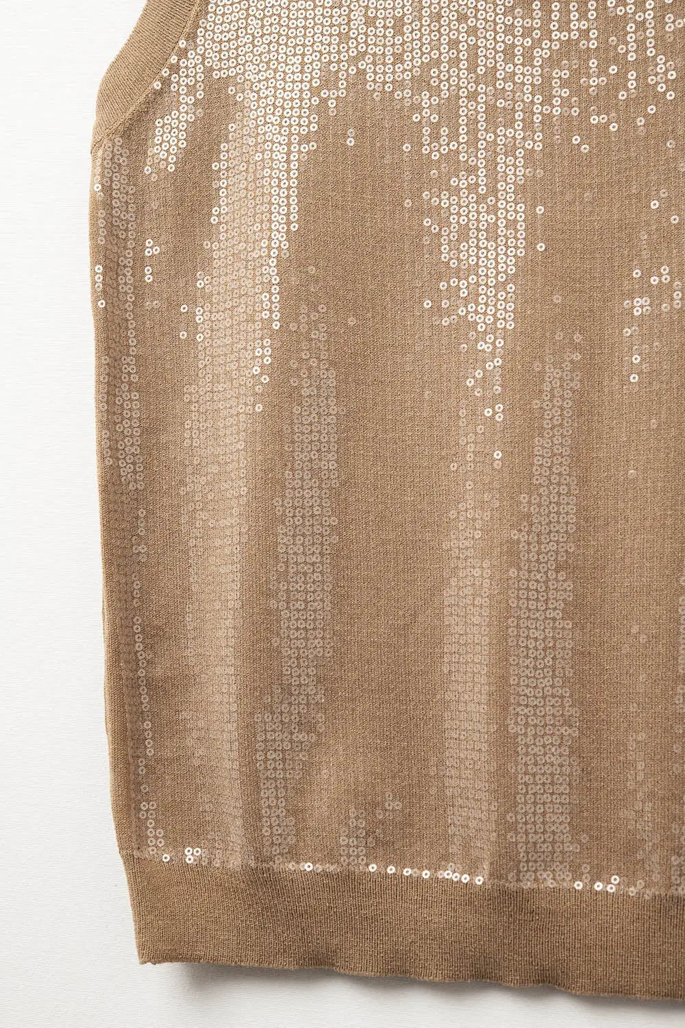 Camel sleeveless knitted sweater with sequins - One Size / Brown - Sweaters