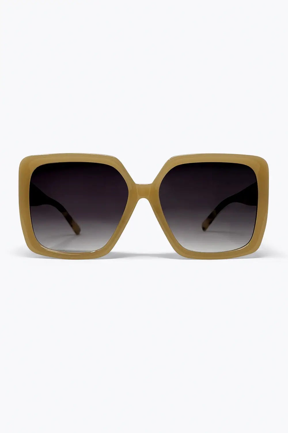 Q2 Camel Square Frame Gradient Lens Oversize Sunglasses