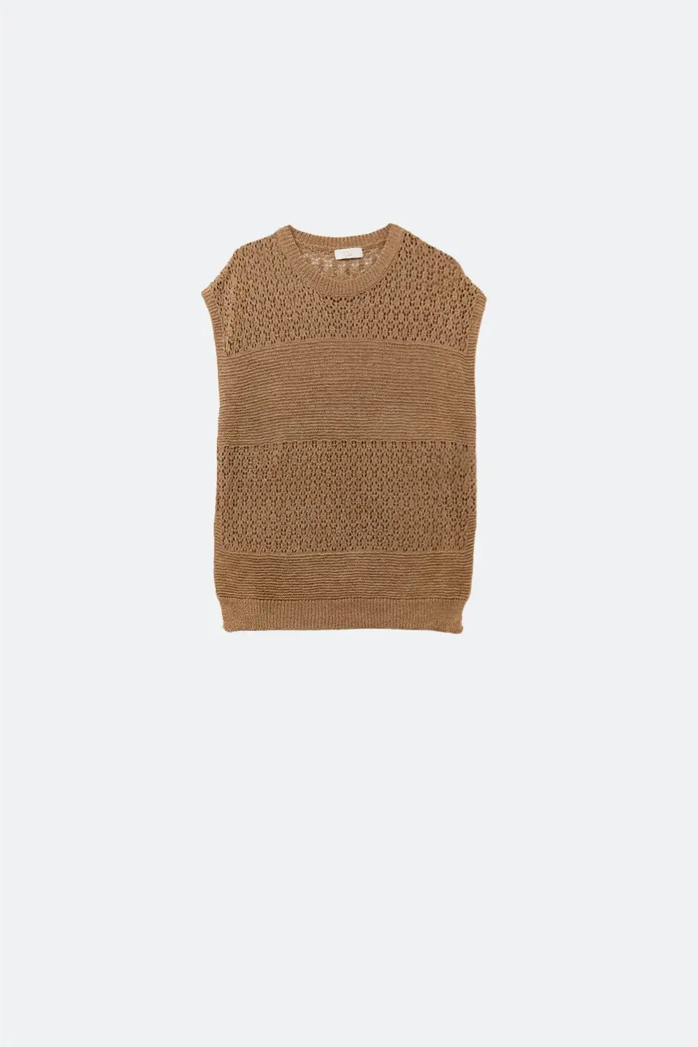 Camel sweater with soft open knit and dropped sleeves - One Size / Brown - Sweaters