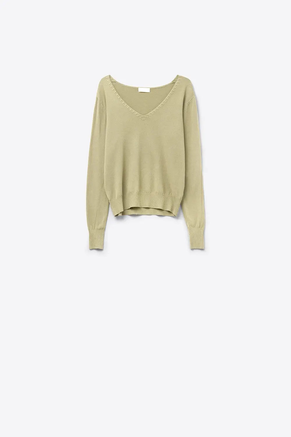 Q2 Camel sweater with V neckline