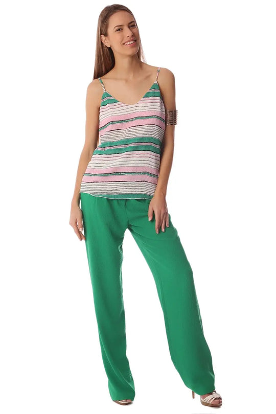 White cami top with horizontal stripe - Shirts