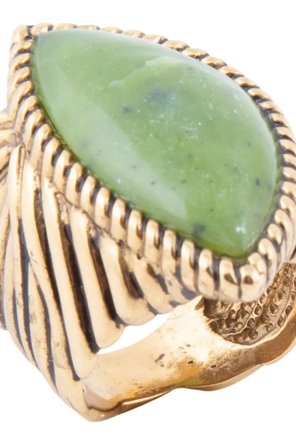 Canadian Green Jade Golden Statement Ring - Rings