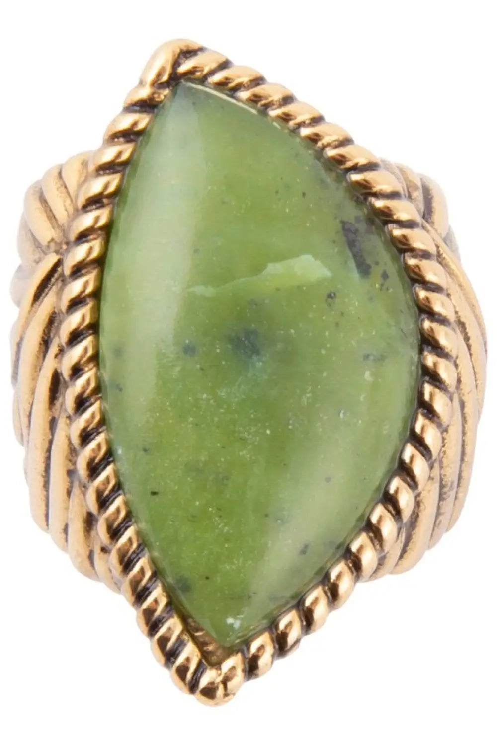 Canadian Green Jade Golden Statement Ring - Rings