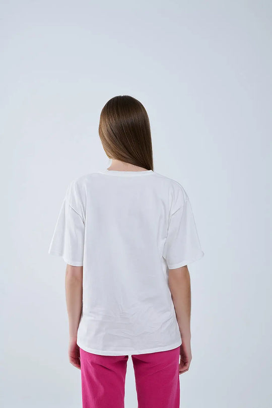 Capri La Dolce Vita T-shirt blanc à imprimé graphique - One Size / blanc - Tops