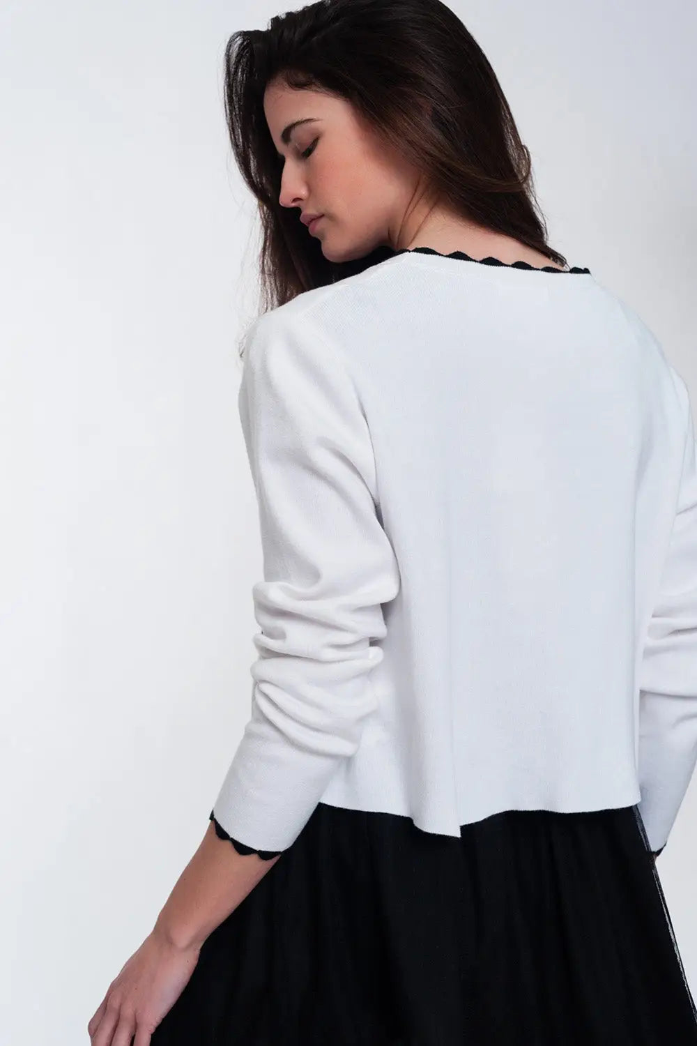 Cardigan blanc à bords contrastants - Pulls
