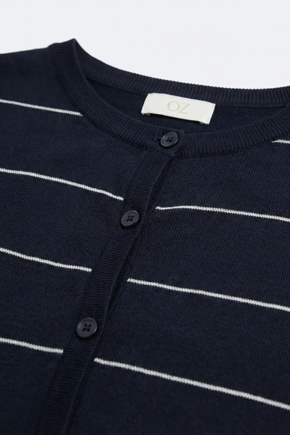 Cardigan boutonné à manches courtes en maille rayée bleu marine - One Size / bleu