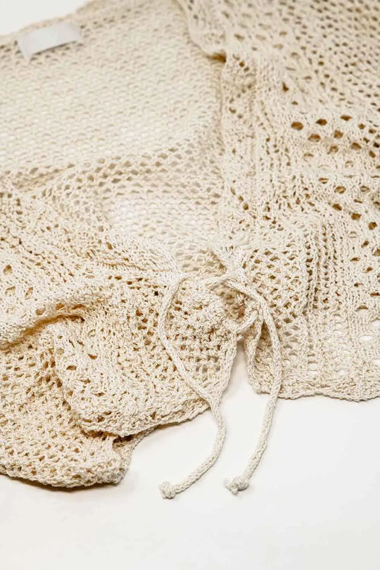 Cardigan croisé en beige avec fermeture à nouer - One Size / beige - Pulls