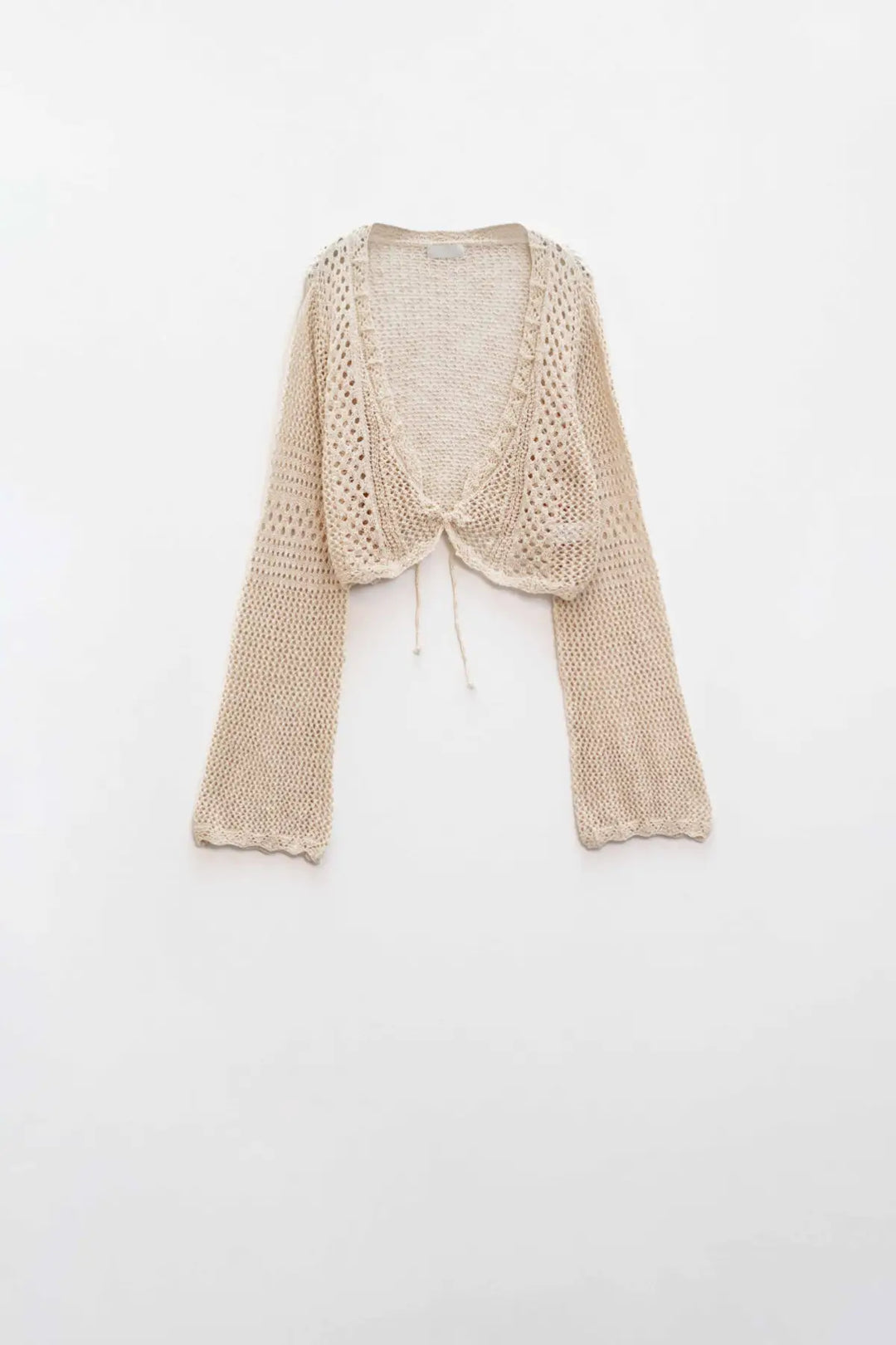 Q2 Cardigan croisé en beige avec fermeture à nouer