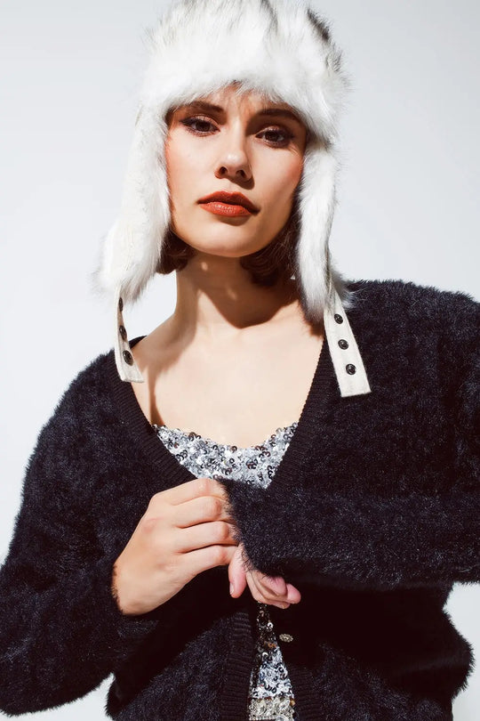 Cardigan doux avec col en V profond et boutons dorés - Pulls