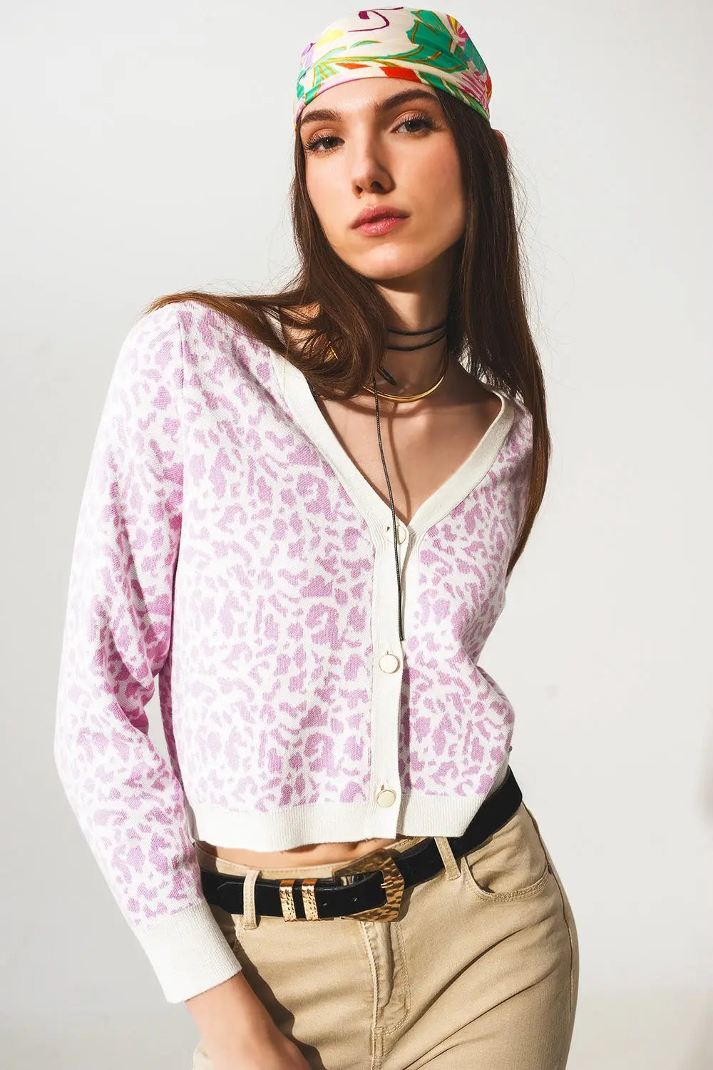 Cardigan léger à imprimé animal lilas - Pulls