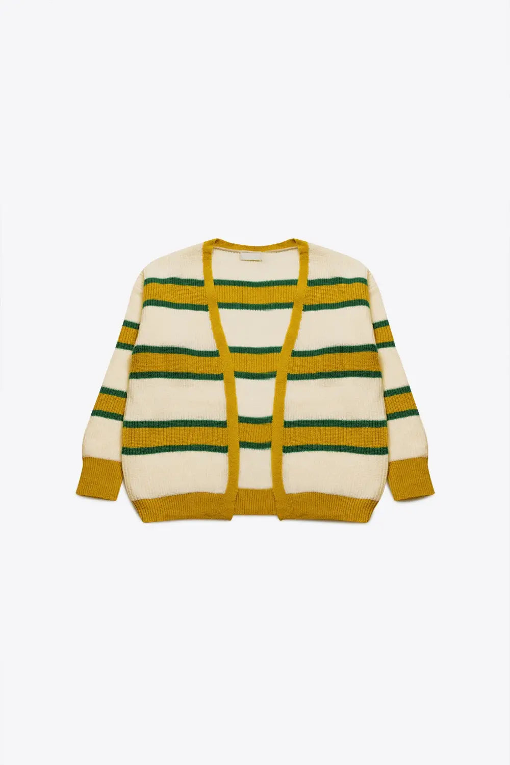 Cardigan ouvert sur le devant à rayures jaunes - One Size / jaune - Pulls