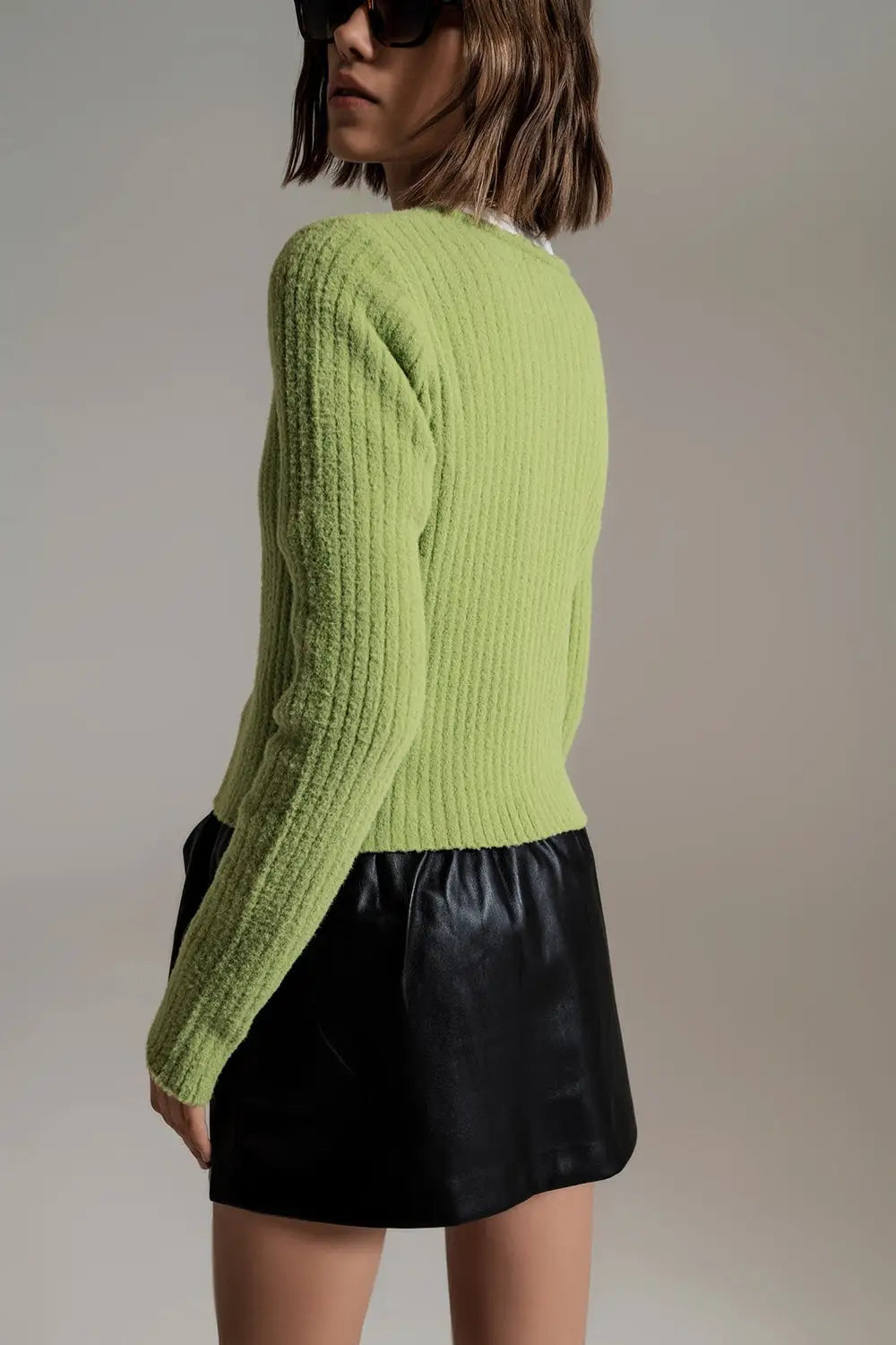 cardigan vert super doux en tricot moelleux - Pulls