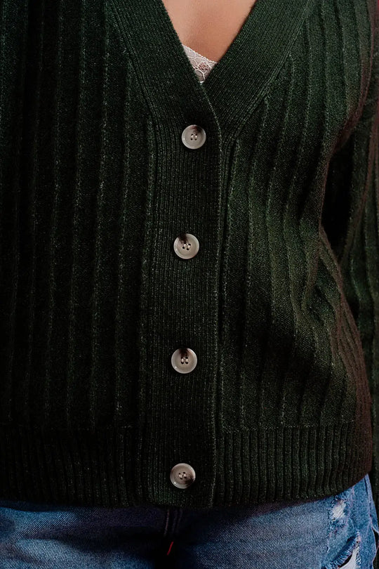 Cardigan with balloon sleeve in green - Sweaters