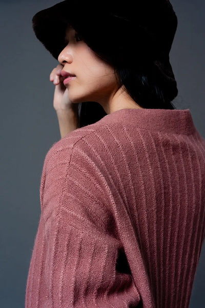 Cardigan with balloon sleeve in pink - Sweaters